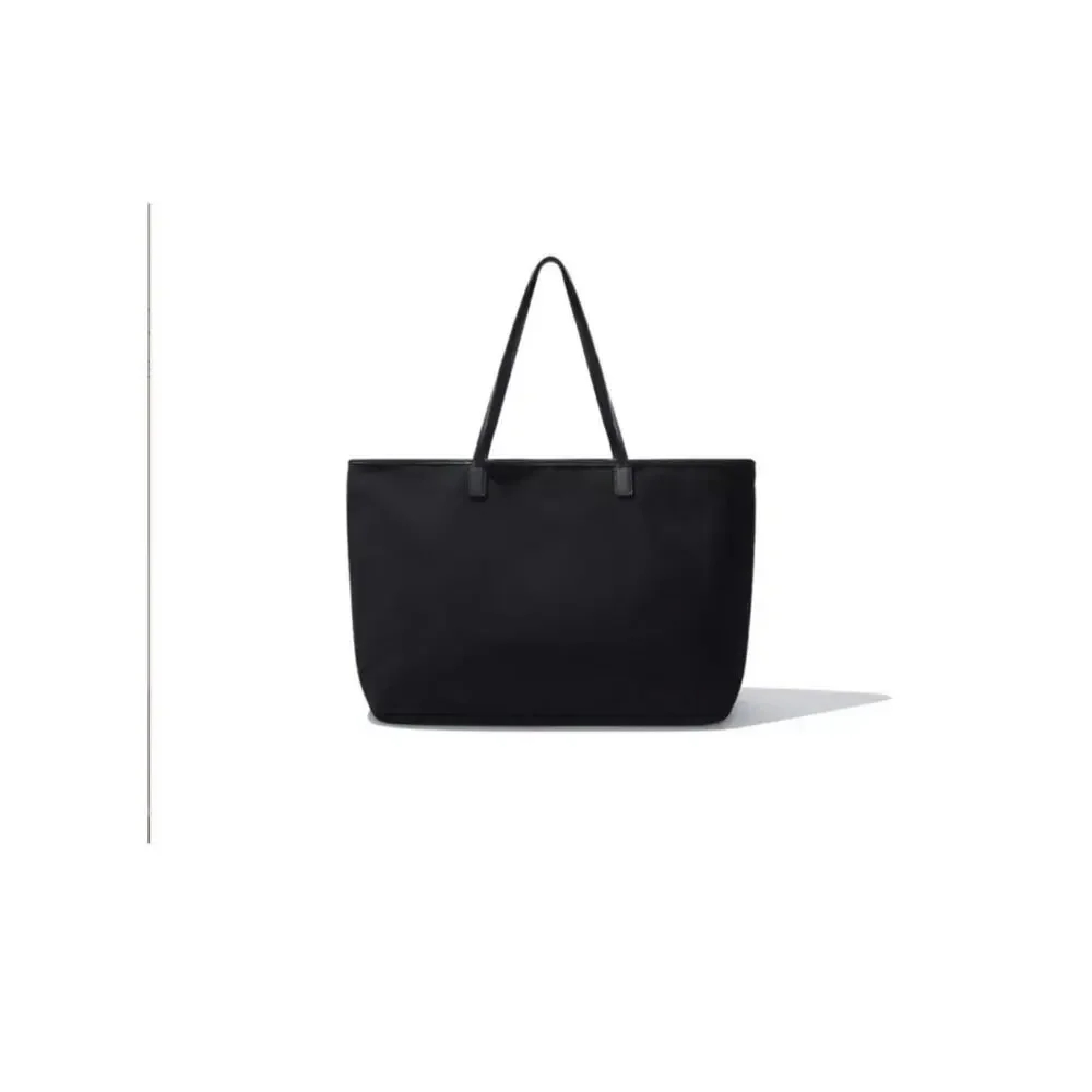 NWT $98 CLEOBELLA Cotton Canvas Tote Black Vegan Leather Strap FabFitFun Sealed - Picture 3 of 6